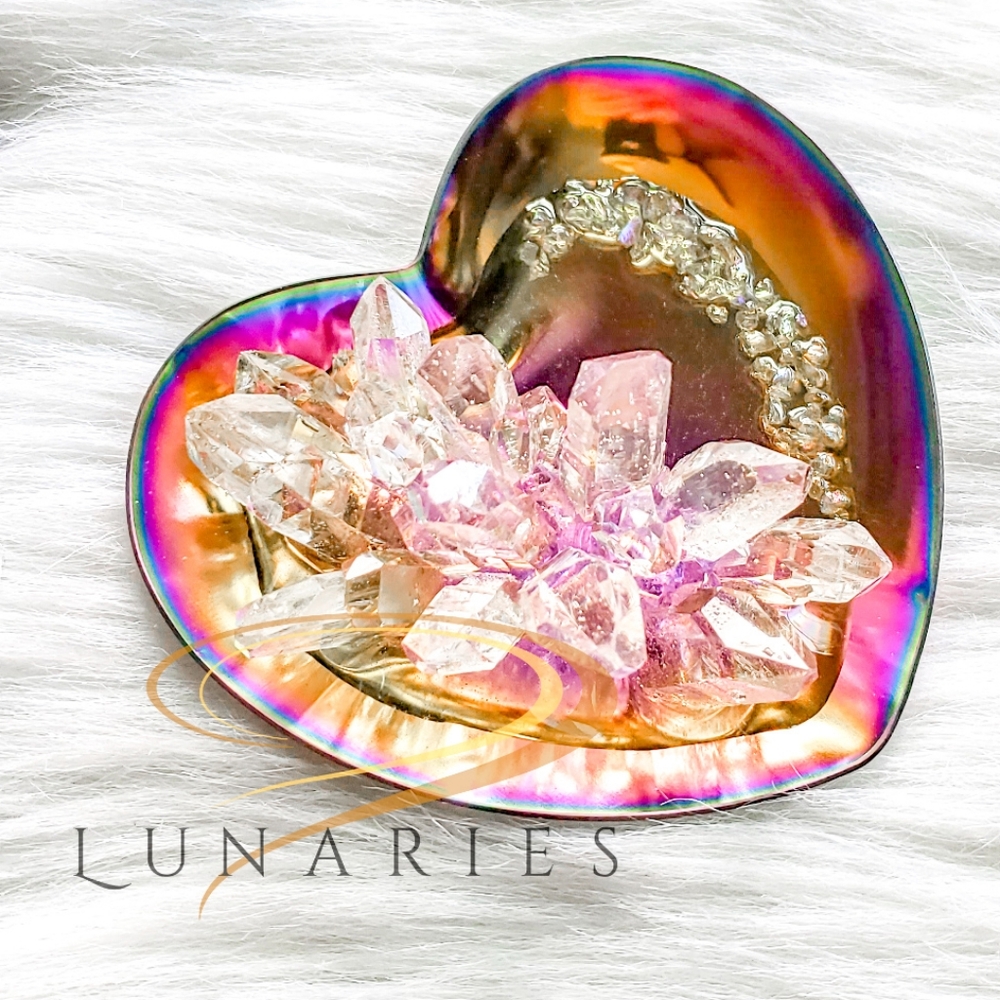 Stainless Steel Ring Dish/Heart with Handmade Resin Crystal